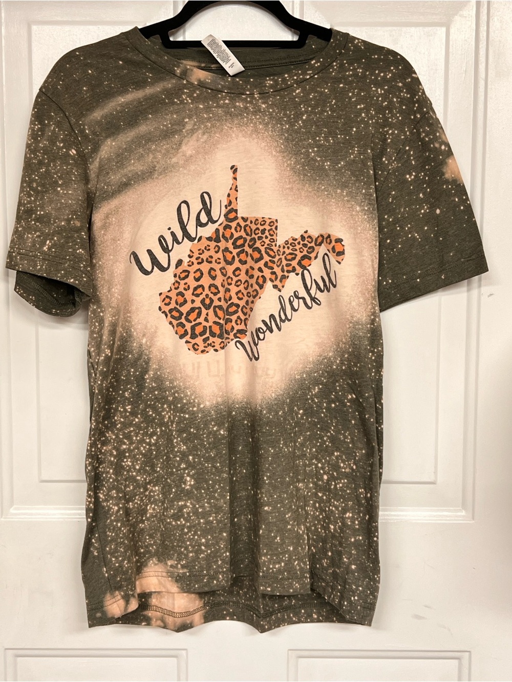 Wild & Wonderful Women’s Graphic Tee - Olive with Leopard Print